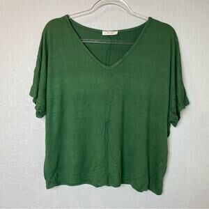 OLIVIA RAE Kelly Green Oversized Vneck Boxy Tee Size L